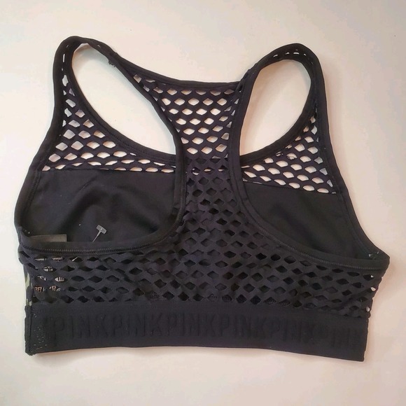 PINK Victoria's Secret Ultimate Sports Bra‎ Camo Cut-Out Size Medium Green Black - Picture 4 of 6